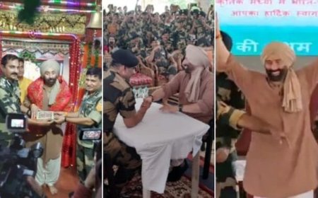 जैसलमेर: सरहद पर सनी देओल का गदर, तनोट माता मंदिर में की पूजा, BSF जवानों के साथ लड़ाया पंजा, किया डांस